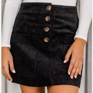 Know All My Secrets Black Corduroy Skirt